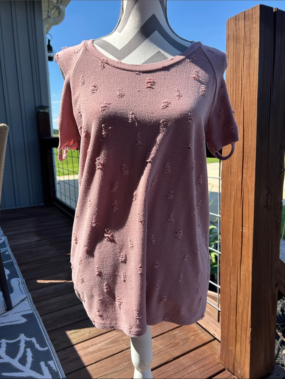 mts Mauve Distressed Short Sleeve Tee